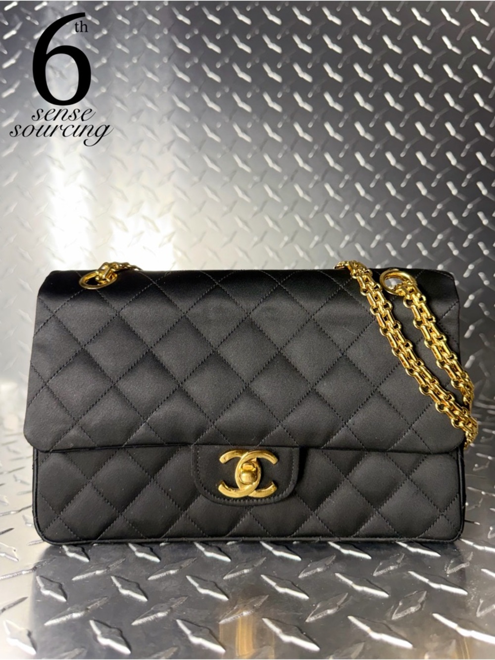 Chanel Vintage 80’s Bijoux Satin Small Classic Double Flap in Black GHW